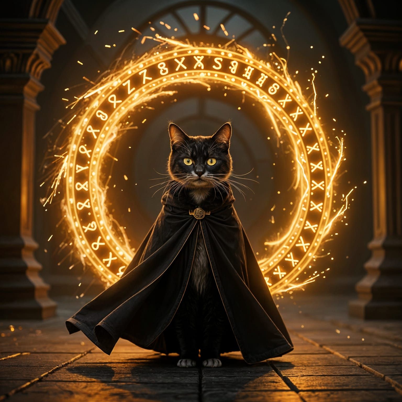 Mystical Cat Portal Swirls in Cinematic Style