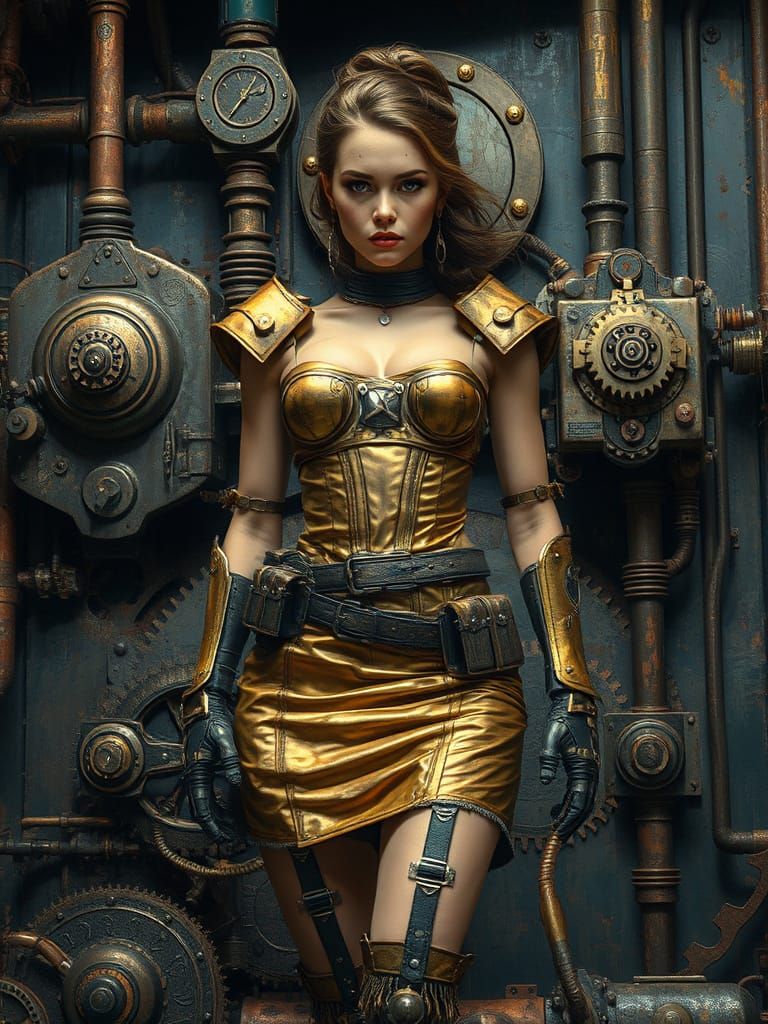 Steampunk Pin-Up in Rozalski and McQue Style