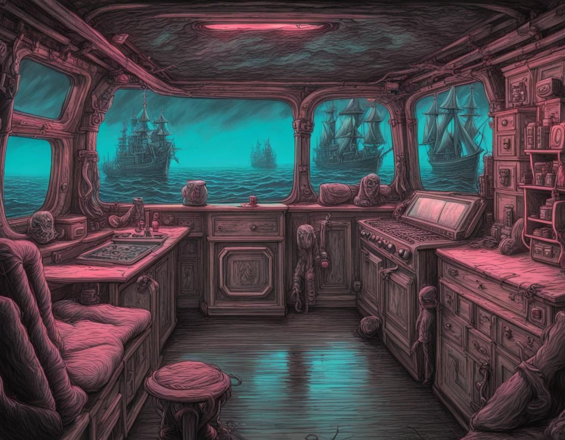 Eldritch Future: Antique Galley on Winered Sea