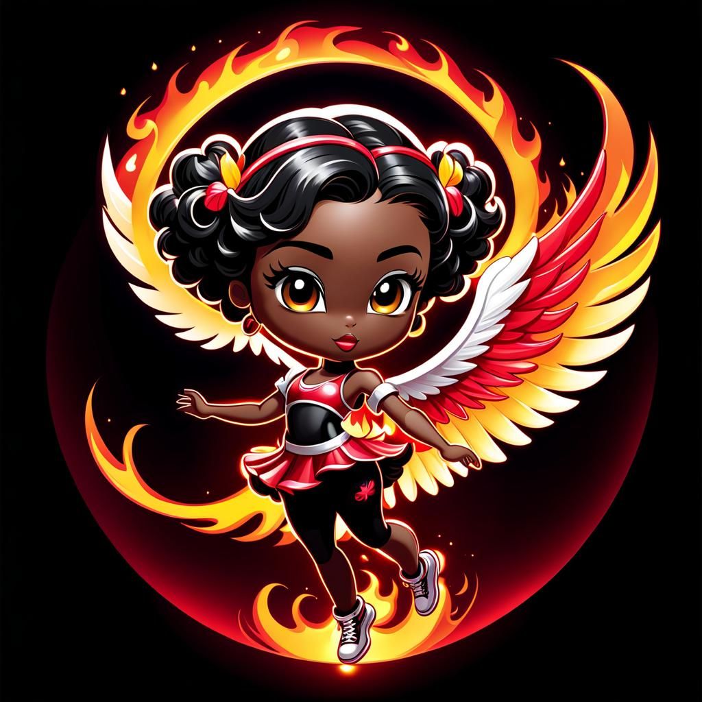 Fiery Angel Dancer Logo in Candy Art Style