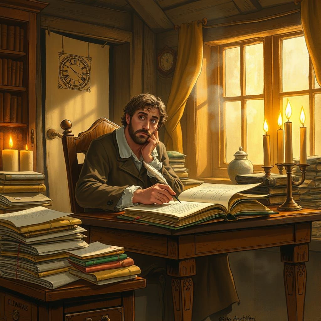 Charismatic Wordsmith Weaving Tales by Candlelight