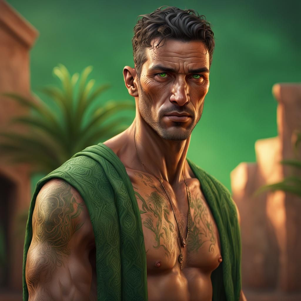 Hyperrealistic Portrait of a Scarred Moroccan Man