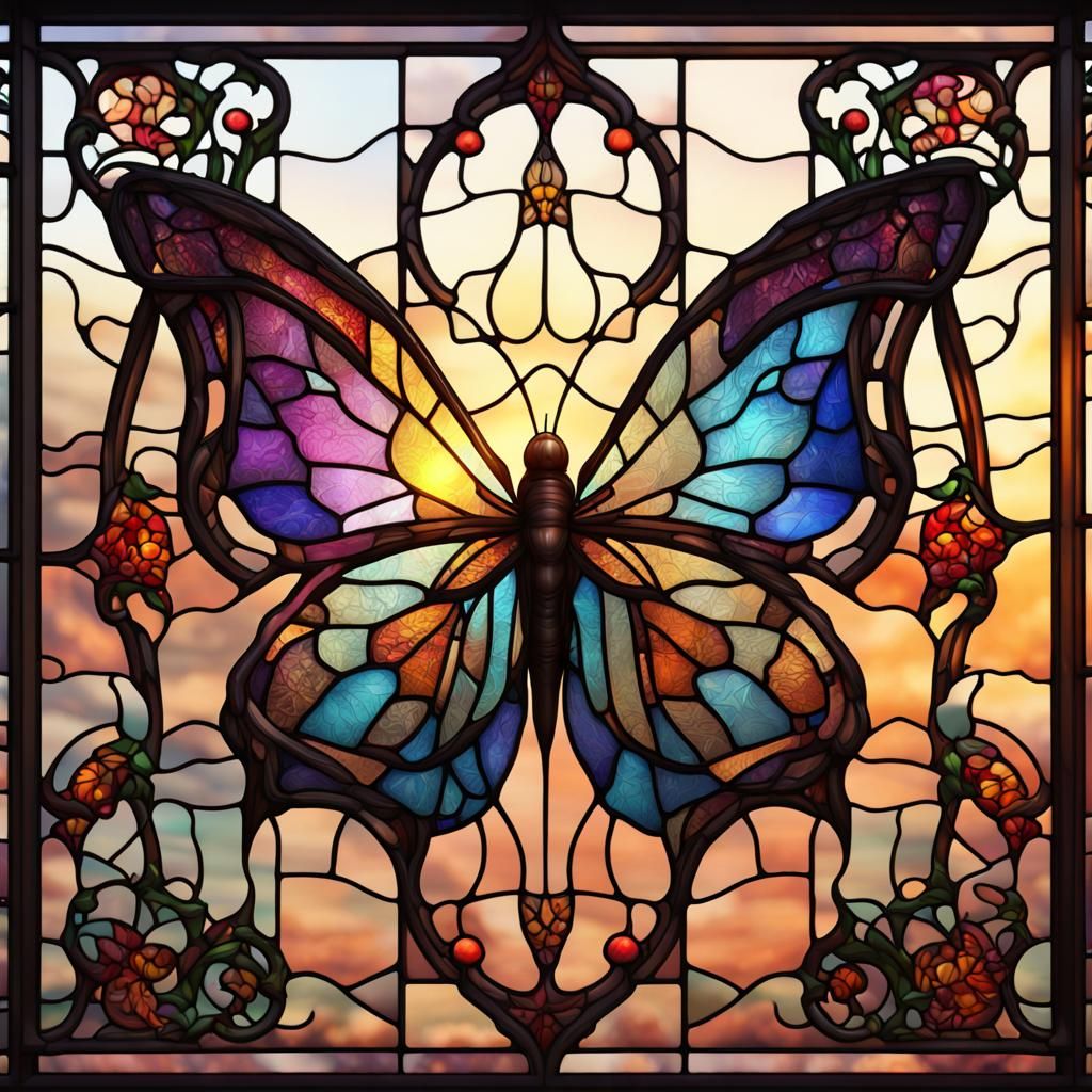 Intricate Stained Glass Butterfly Art