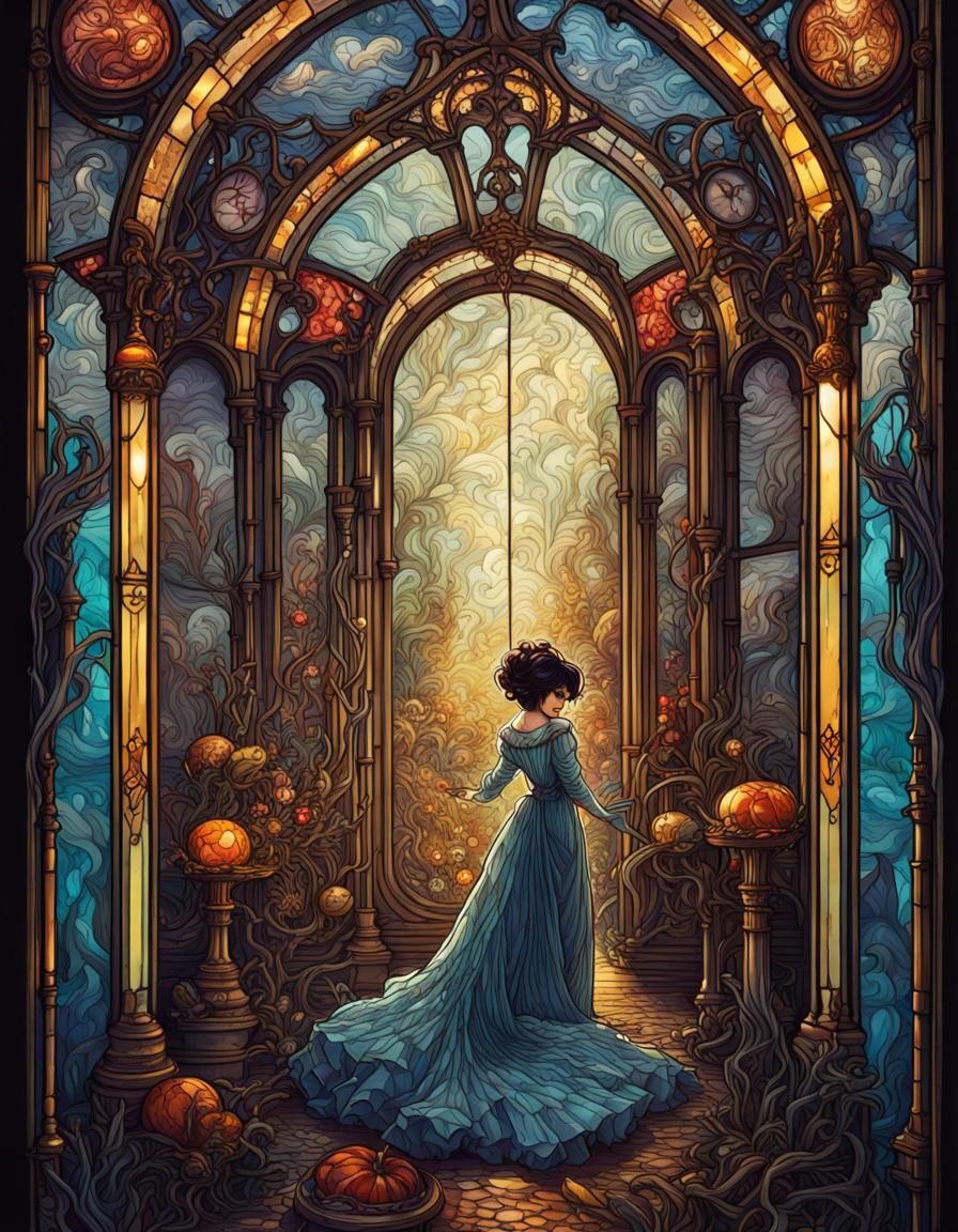 Stained Glass Lydia Deetz Tarot Card