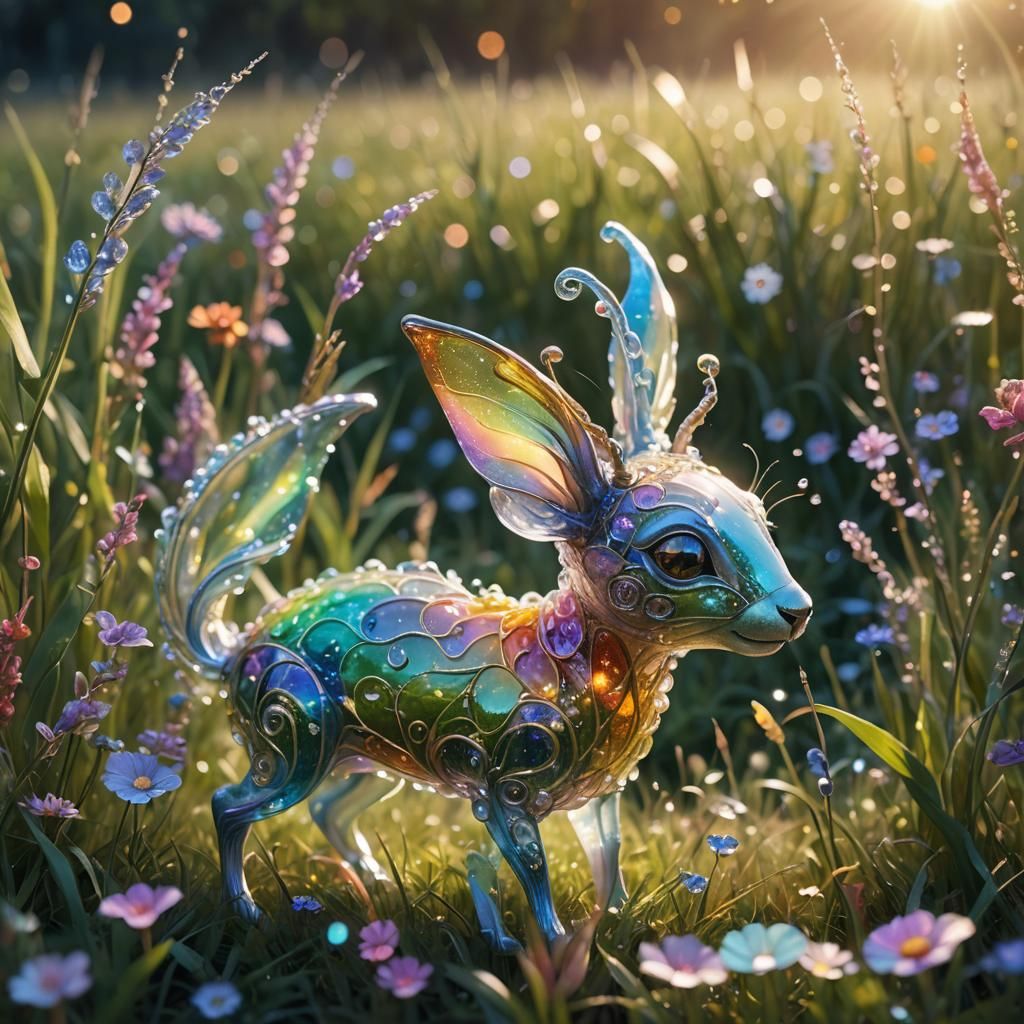 Glass Creature in Meadow: Fantasy Concept Art