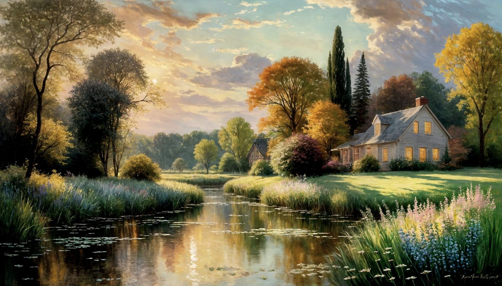 Breathtaking Landscape Blending Monet and Kinkade Styles