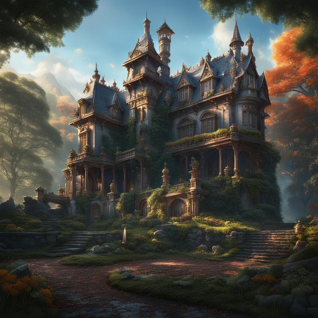 Fantastical Woodland Mansion Concept Art