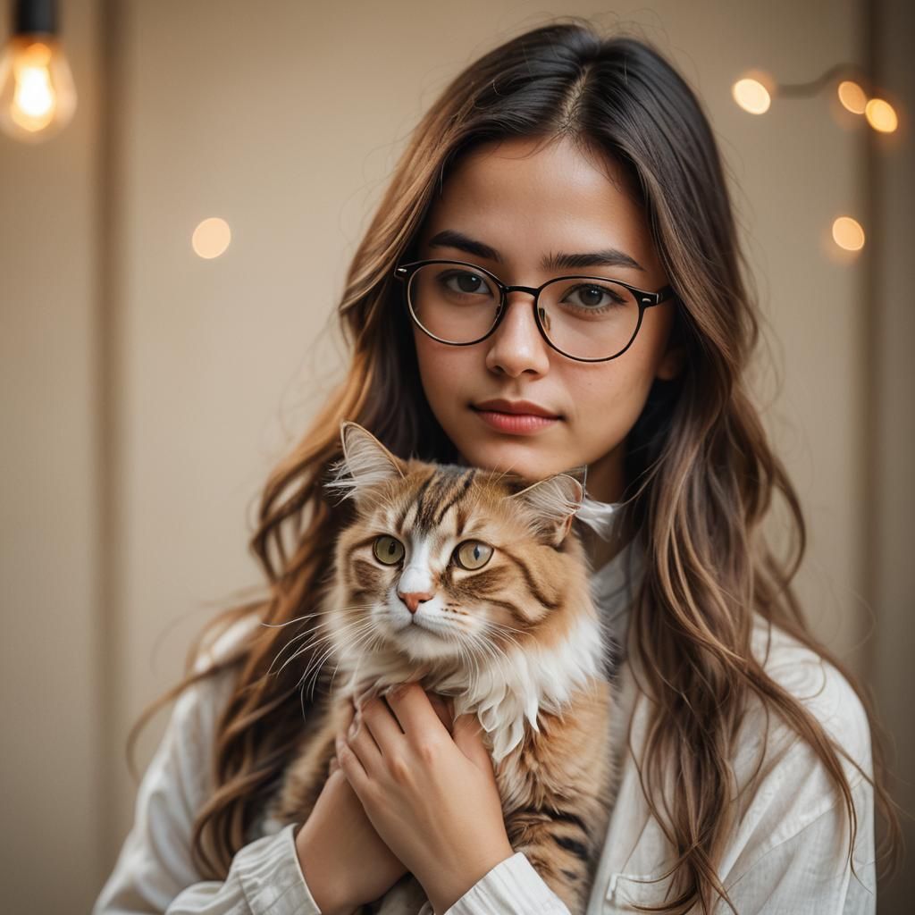 Girl with Cat Portrait in Leibovitz Style