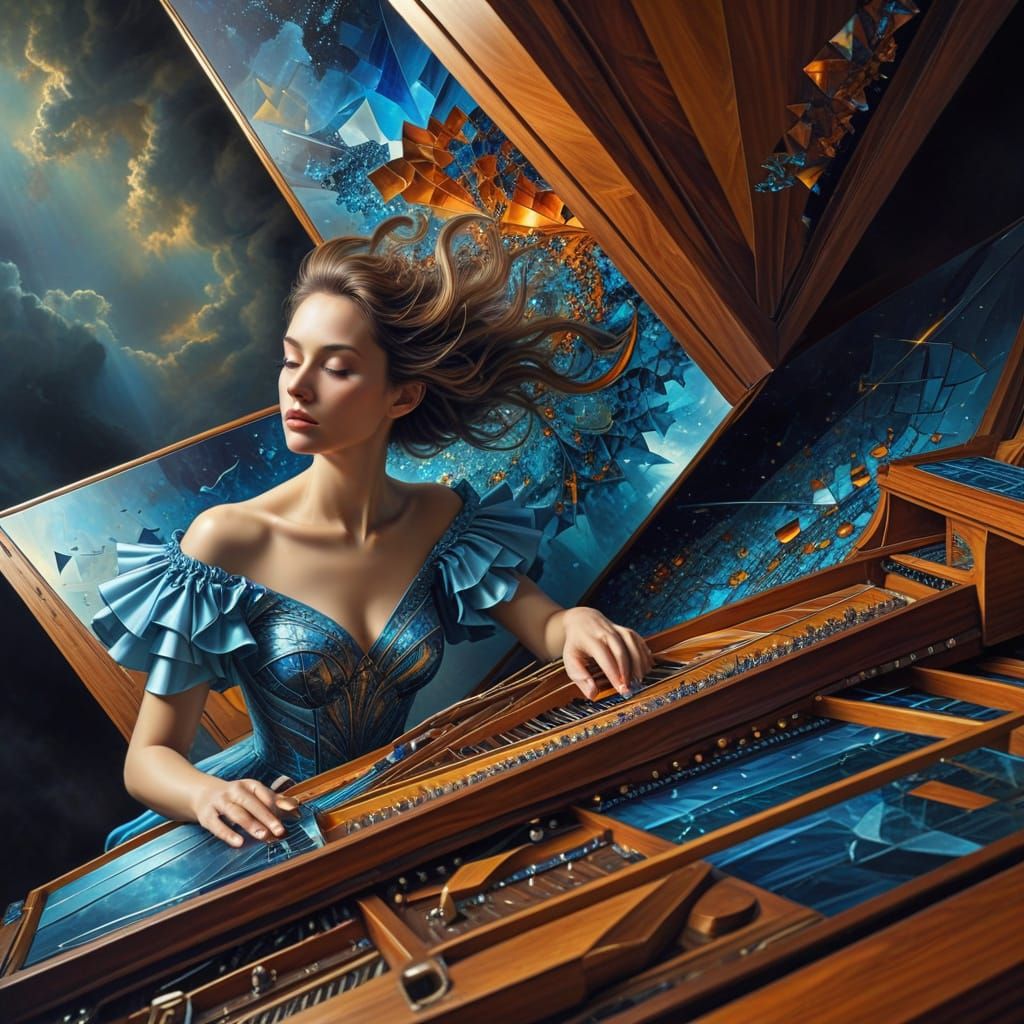 Surreal Music Instrument in Vibrant Abstract Realism