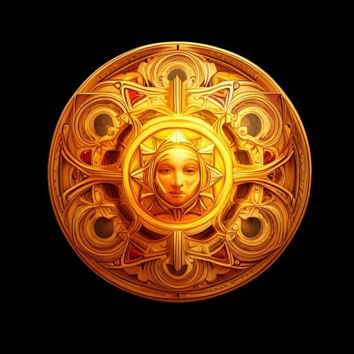 Art Deco Sun Astrology Mandala in Dynamic Lighting