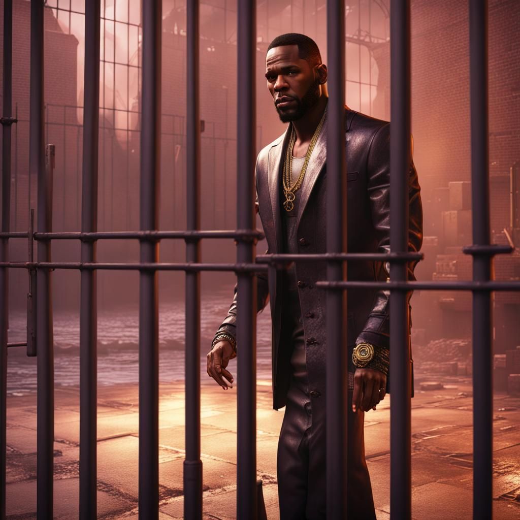 R&B Singer R. Kelly in Jail Yard: Digital Painting