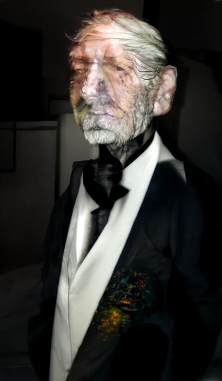 Mysterious Aging Man in Golden Hour Photo