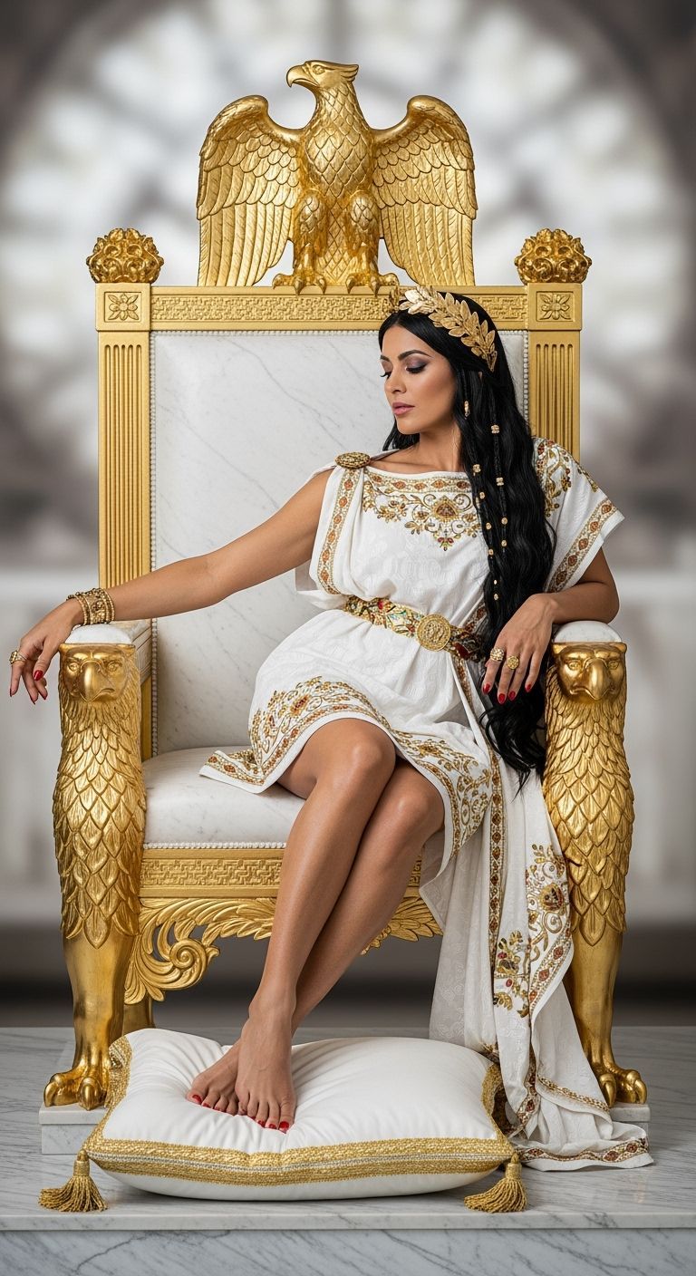 Roman Empress on Lavish Throne, Professional Photography