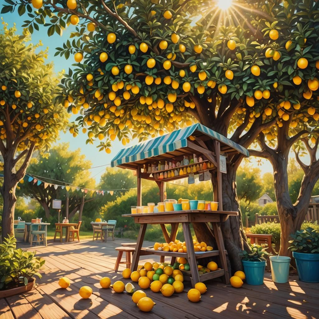 Enchanting Lemonade Stand in Dreamlike Fantasy Art