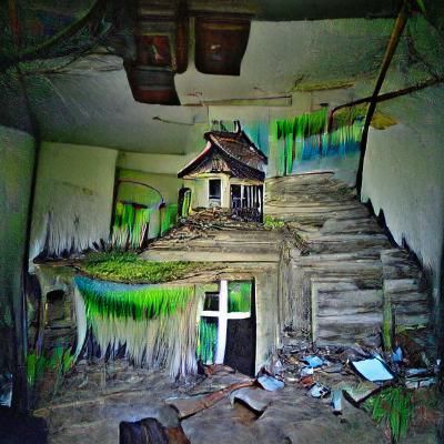 Desolate Abandoned House in Empty Landscape