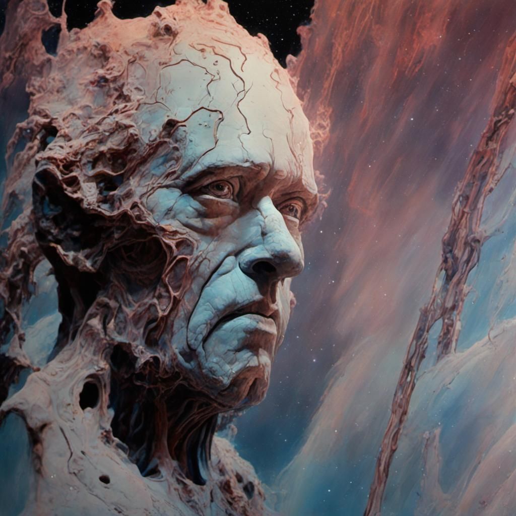 Infrared Nebulae Face in a Bio-Art Style