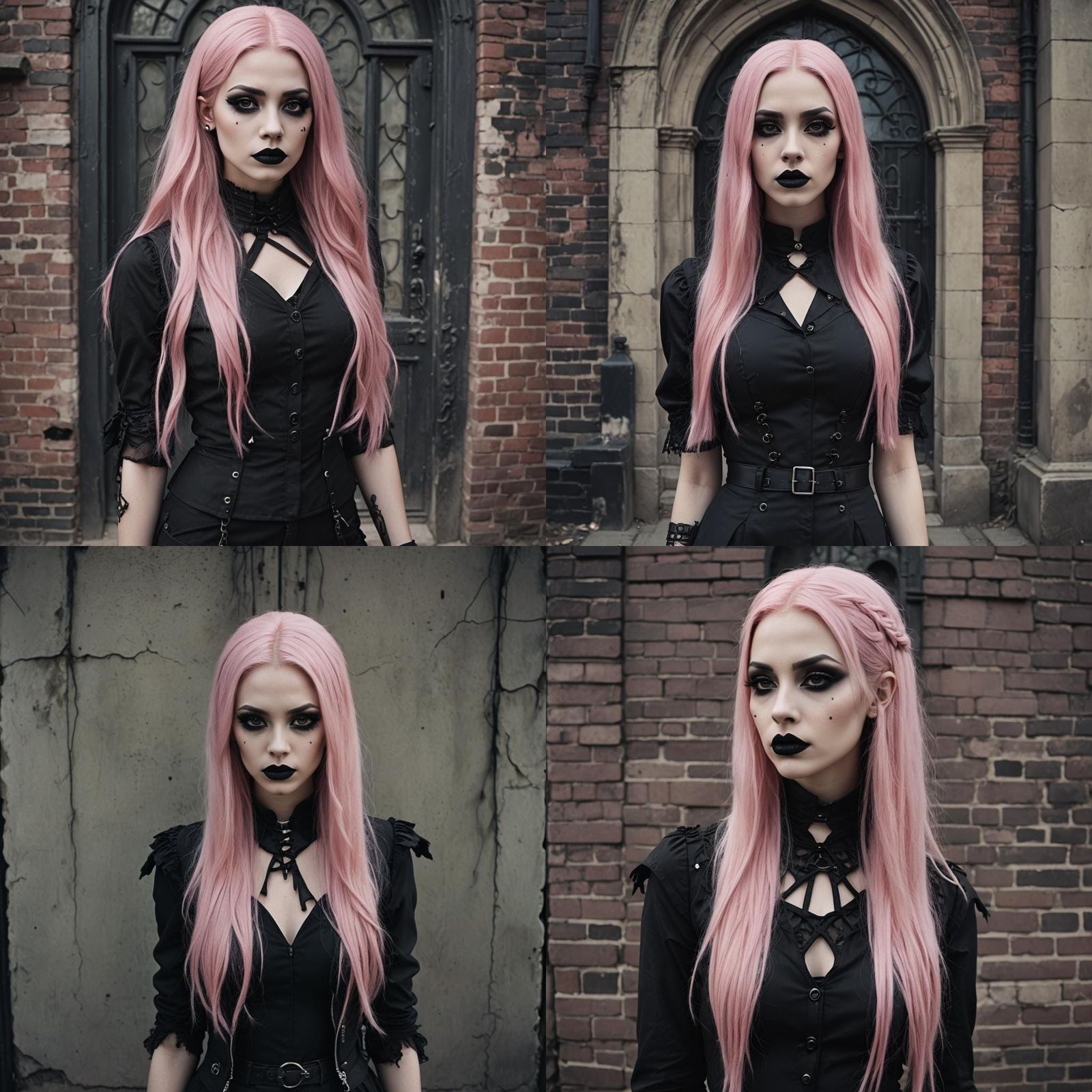 Gothic American Woman with Pink Hair, Cinematic Portrait