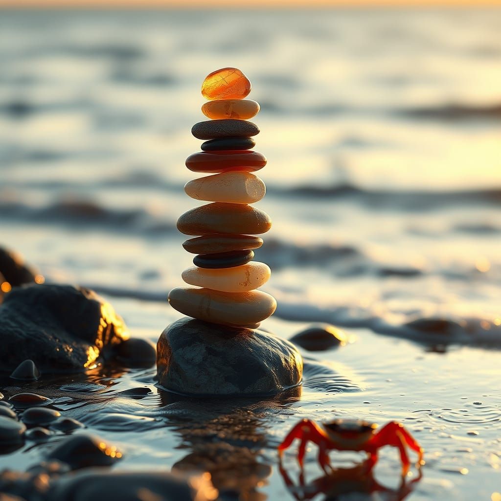 The agate pebbles and the crab