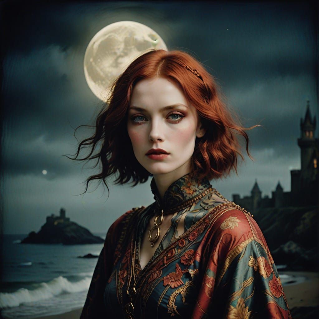 Surreal Enchantress in Pre-Raphaelite Style