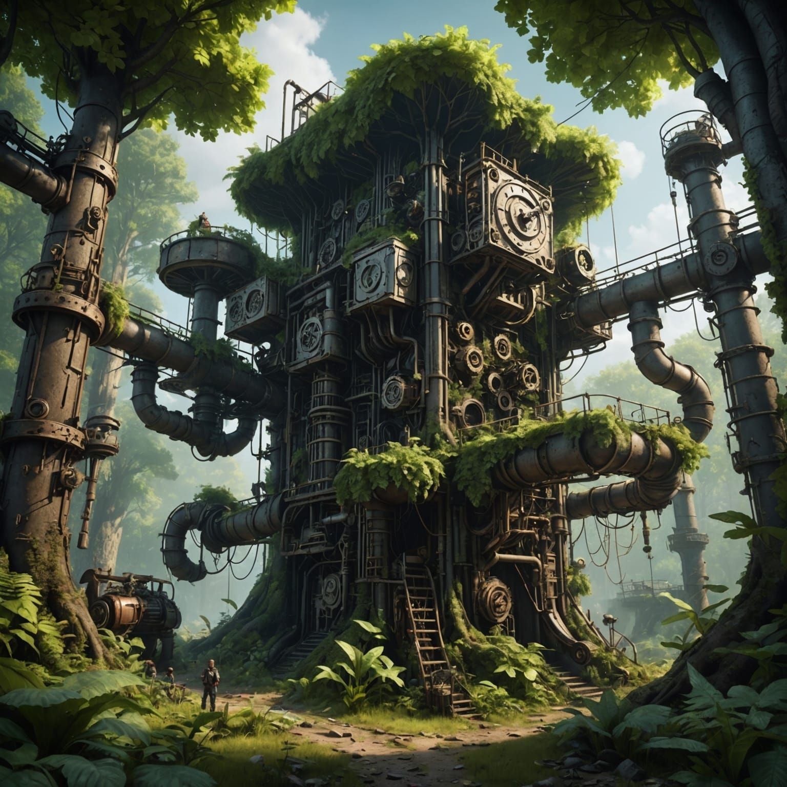 Mechanical Forest: Intricate Fantasy Concept Art