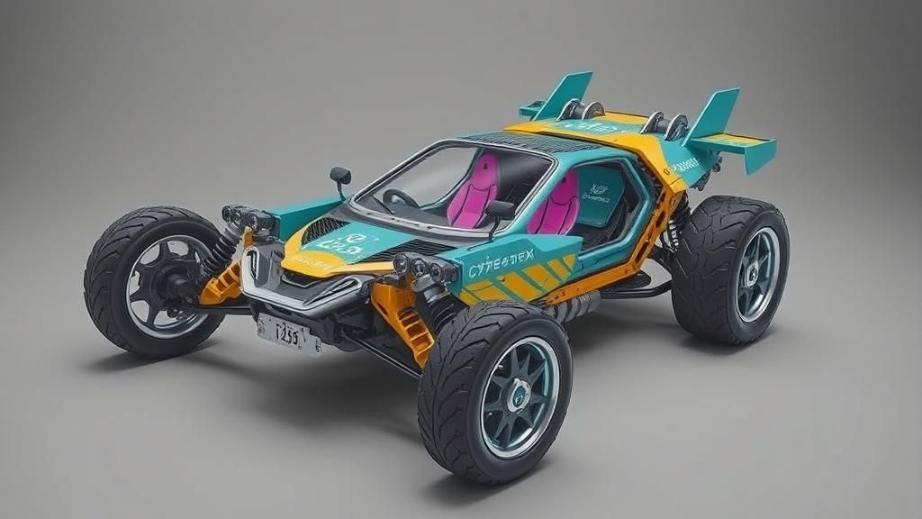 Cyberpunk Bubble Car with Japanese Logos
