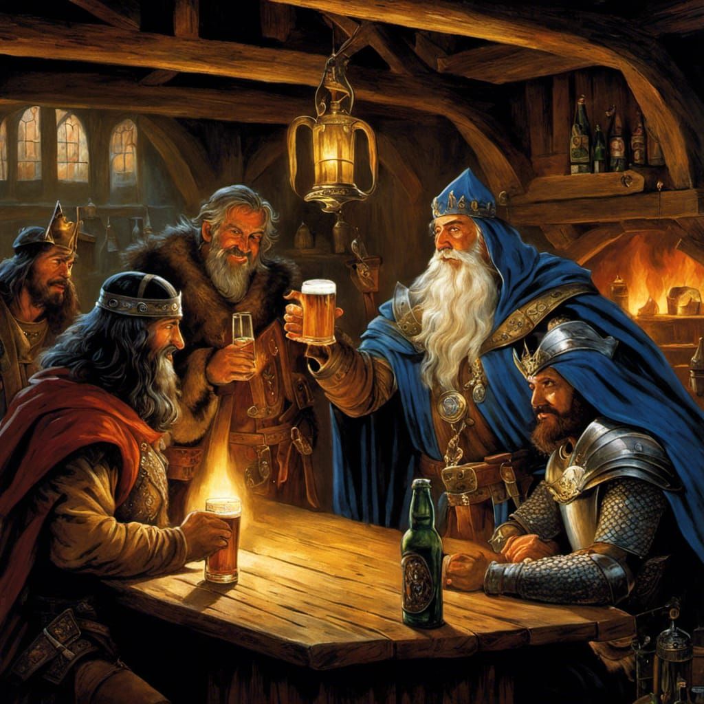 Merlin and Arthur at the Tavern