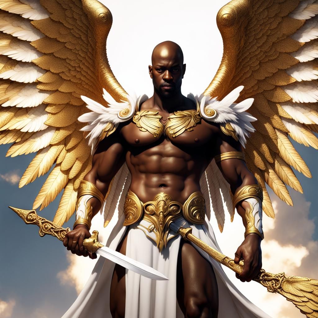 Angel of Justice with Golden Sword and Scales