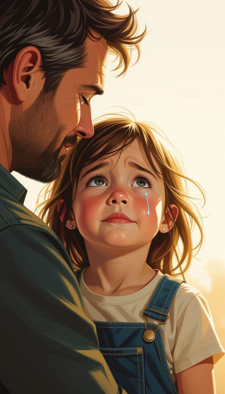 Emotional Portrait of Girl with Teary Eyes