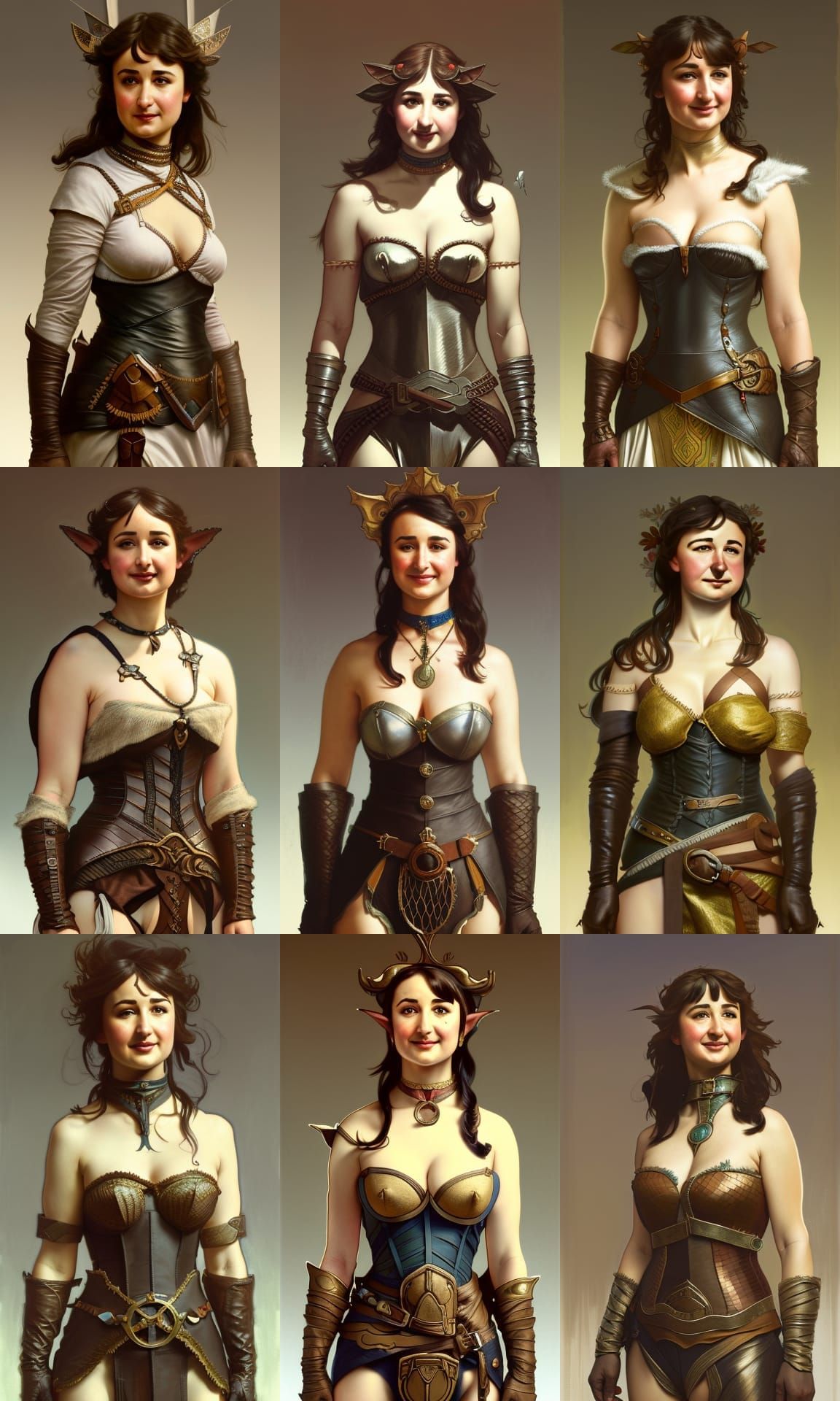 Half-Elf Merchant Portrait in Art Nouveau Style