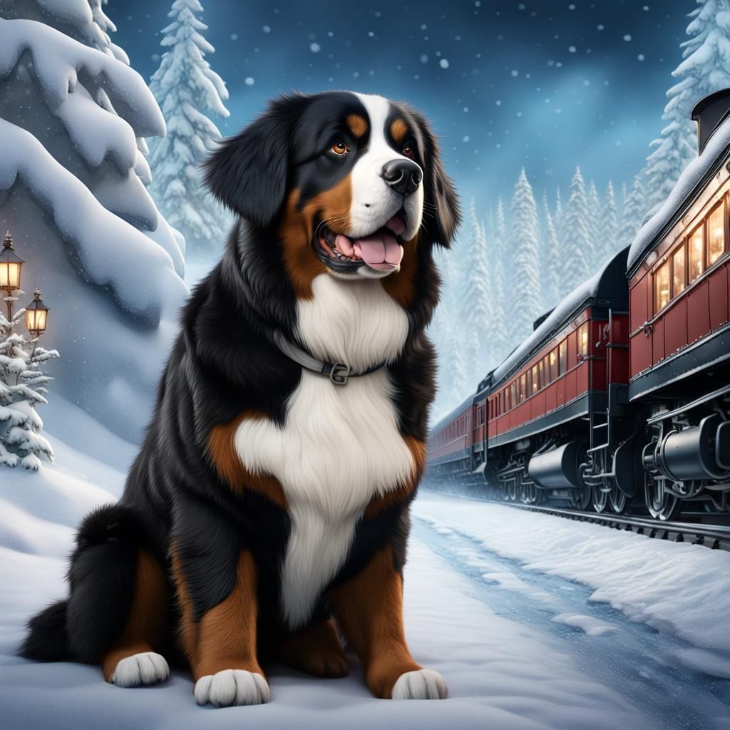 Bernese Mountain Dog on the Polar Express