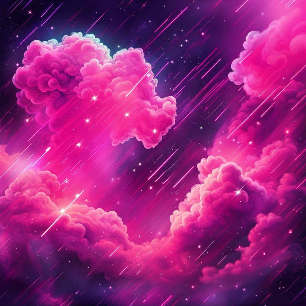 Synthwave Galaxy Nebula with Pink Stars
