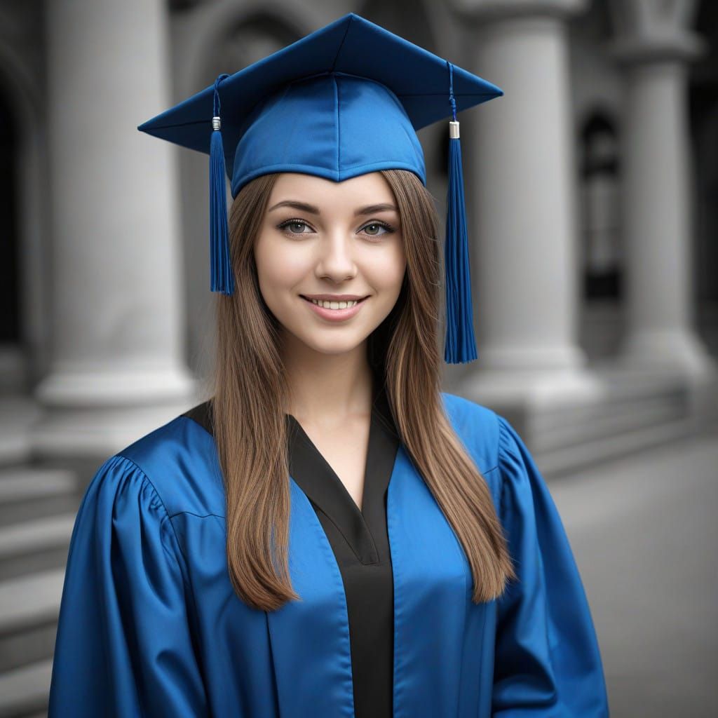 Joyful Graduate Celebrates in Vibrant Blue