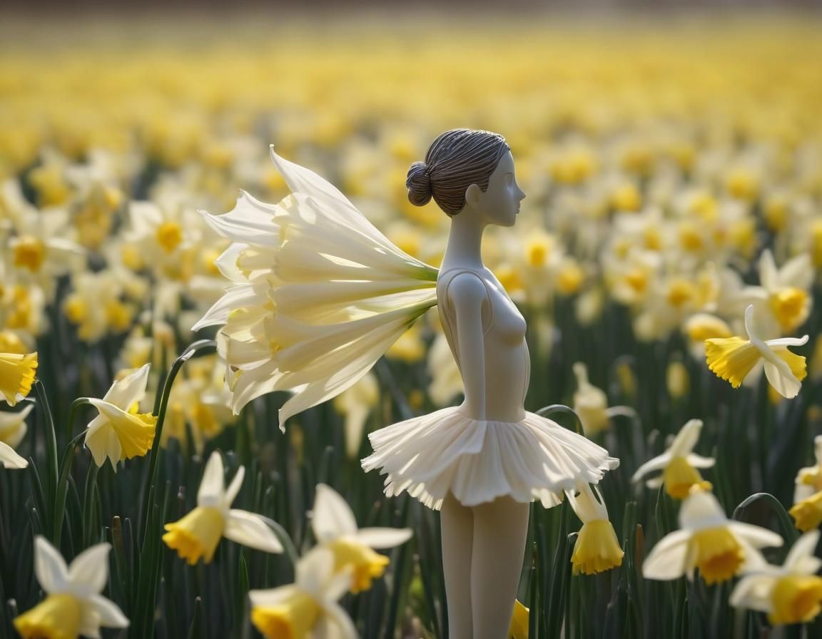 Daffodil Ballerina in a Flower Field