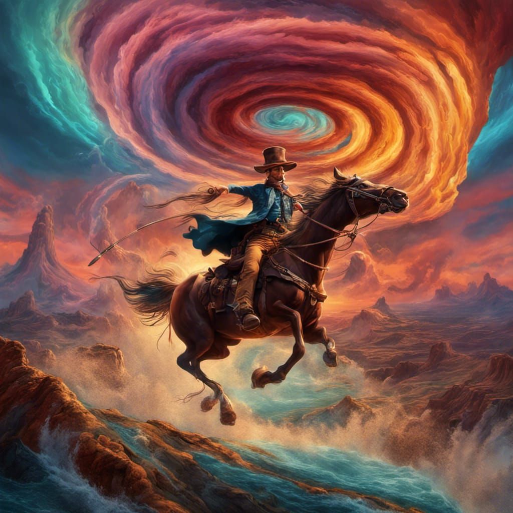 Pecos Bill being sucked up into the Storm