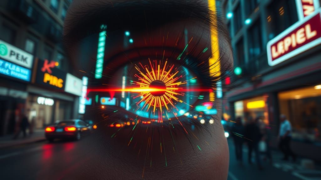 Cyberpunk Eye Double Exposure Digital Art