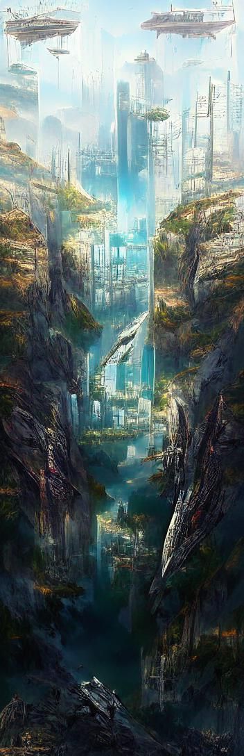 Cyberpunk Ruins of Futuristic Civilization in Space