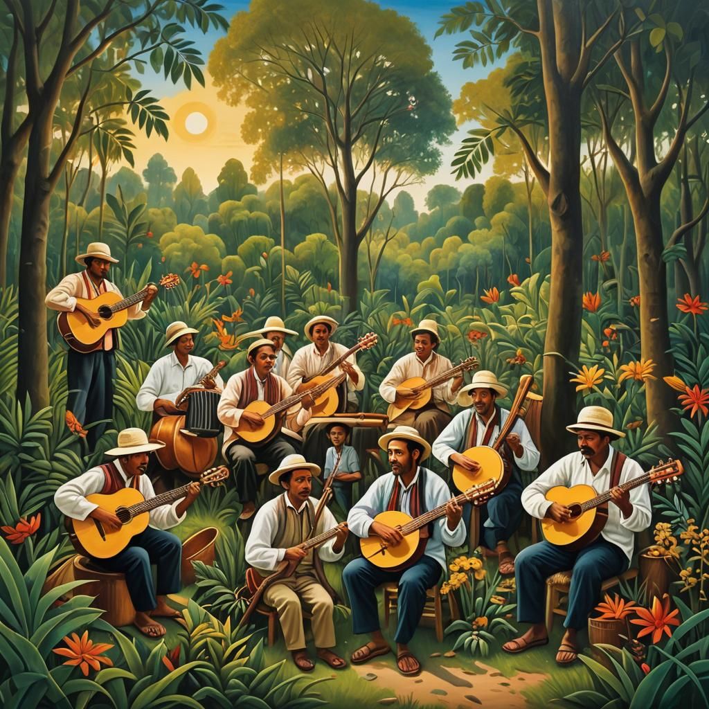 Global Musicians in Harmony, Naive Art Style