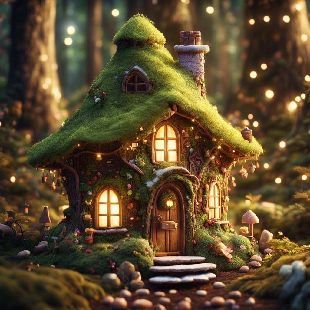Charming Chocolate Fairy House in Forest