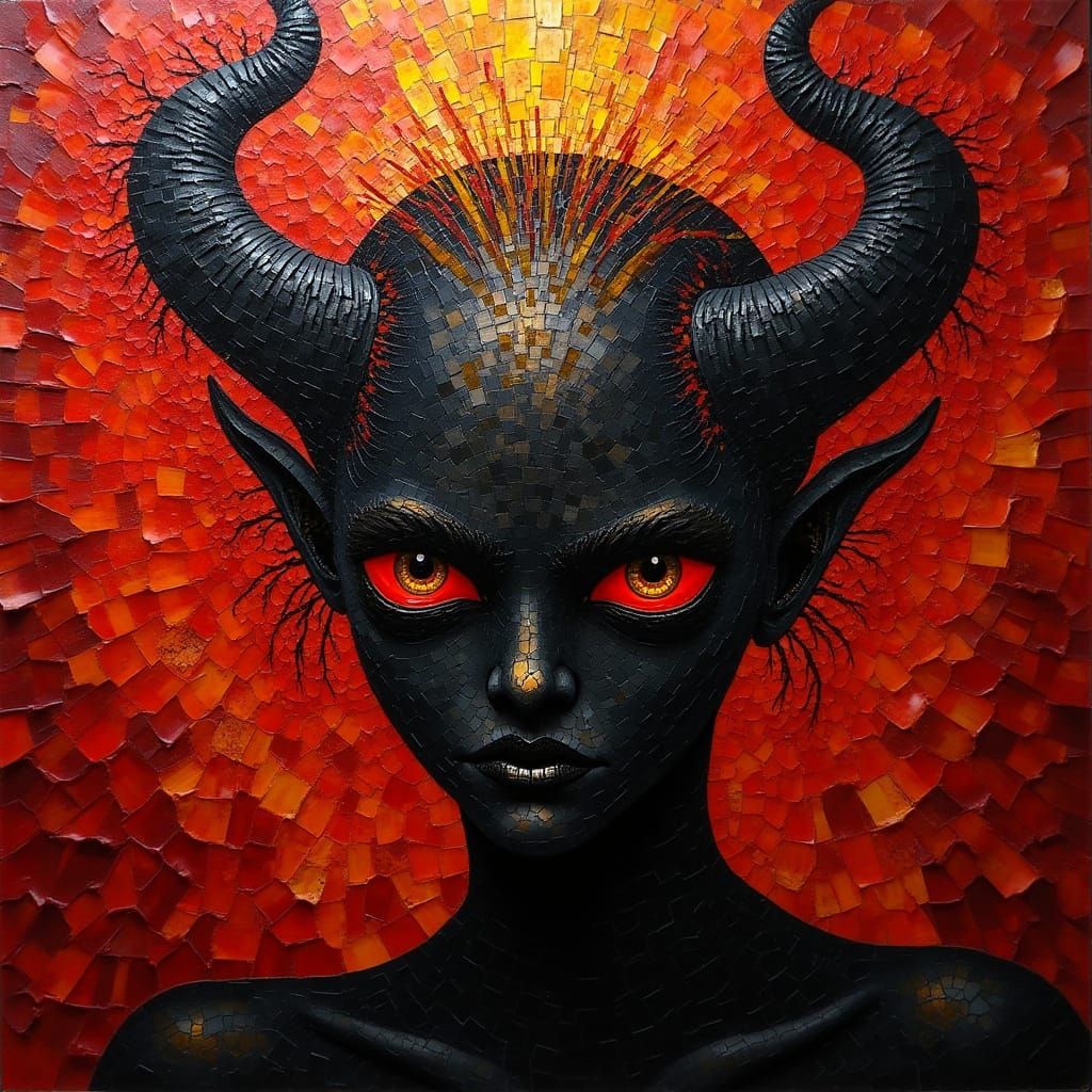 Surreal Demon Goddess in Oil on Canvas