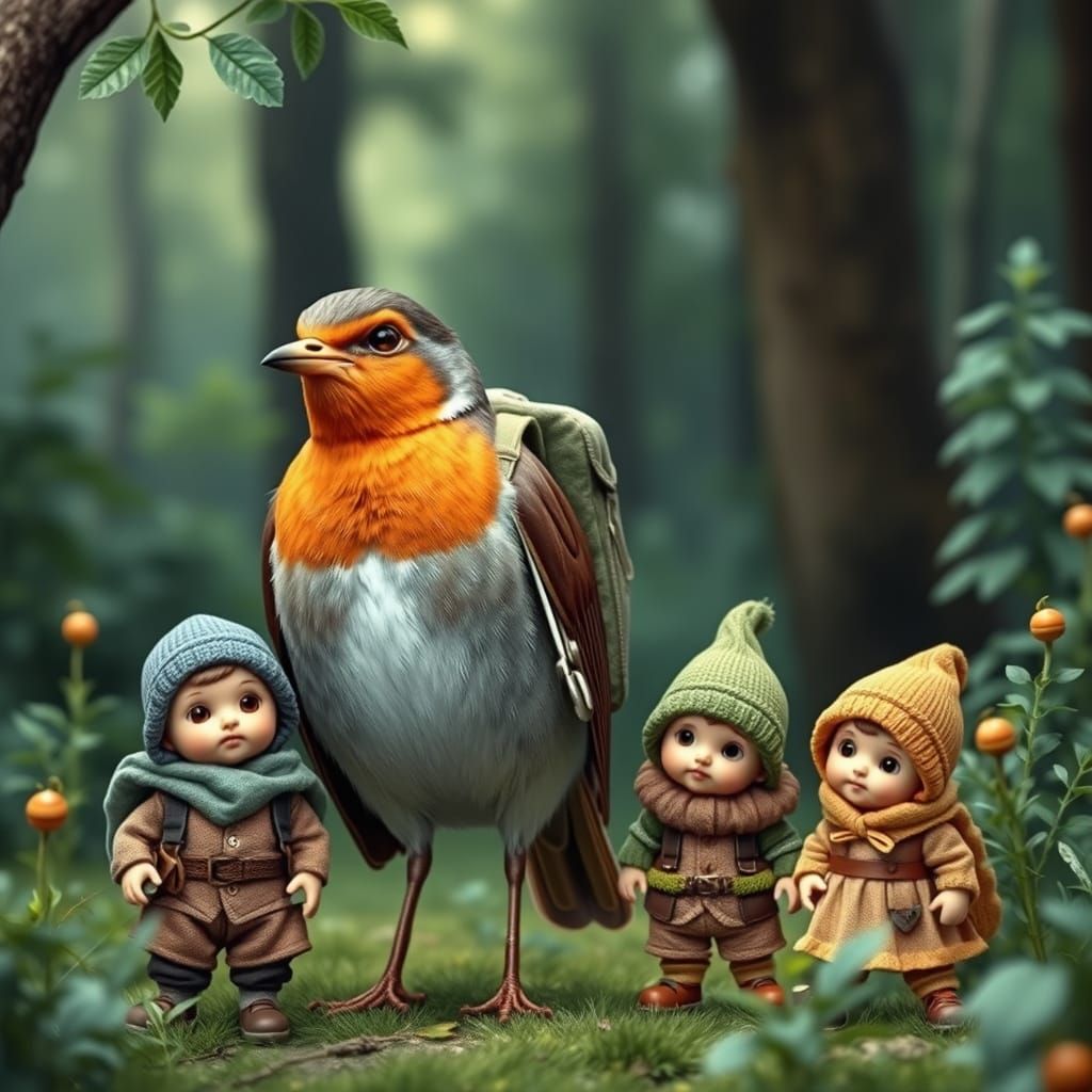 Robin Family Adventure in Storybook Style