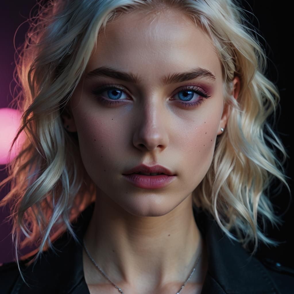 Platinum Blond Model in Cinematic Lighting