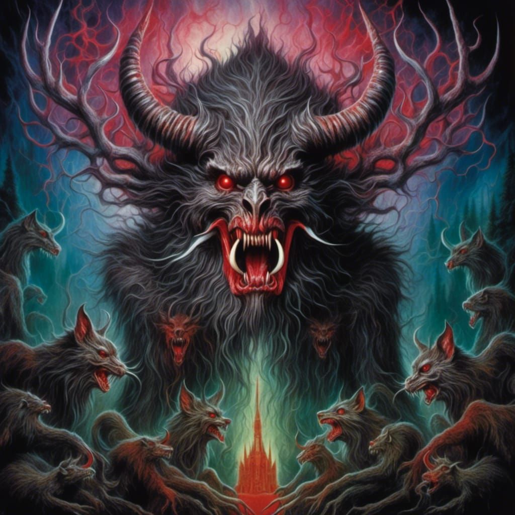 Surreal Cryptid Krampus Illustration in Imperial Color