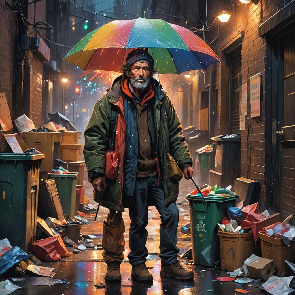 Christmas-Lit Umbrella Frame in Art Nouveau Style