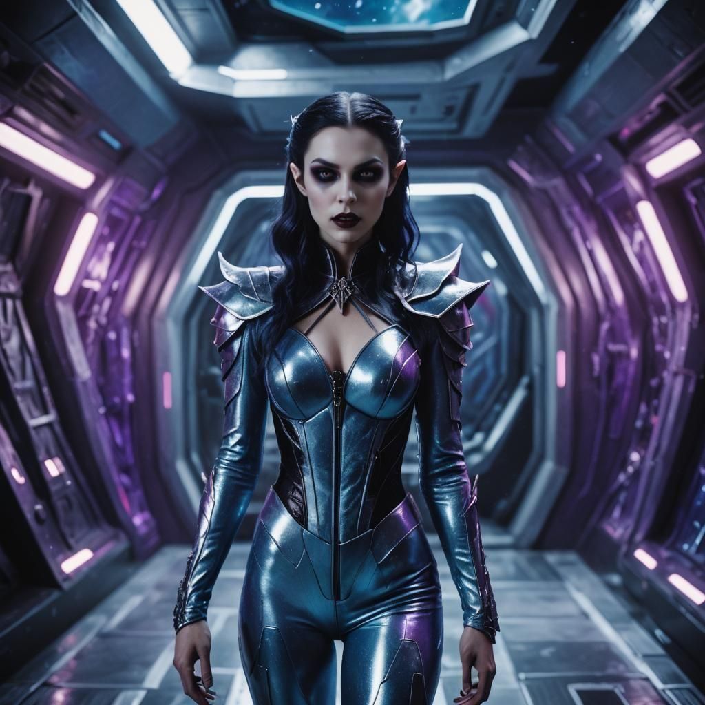 Futuristic Vampire Elf Warrior Princess Portrait