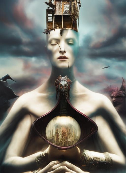 Bearded Shaman in Surreal Dreamlike Style