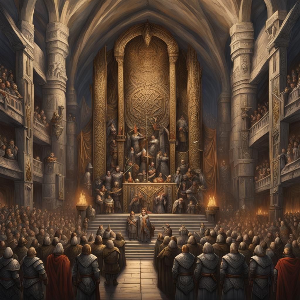 Dwarven King Coronation Ceremony in Majestic Stone Hall