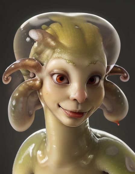 Hyperrealistic Slug Businesswoman Portrait in Furry Art Styl...