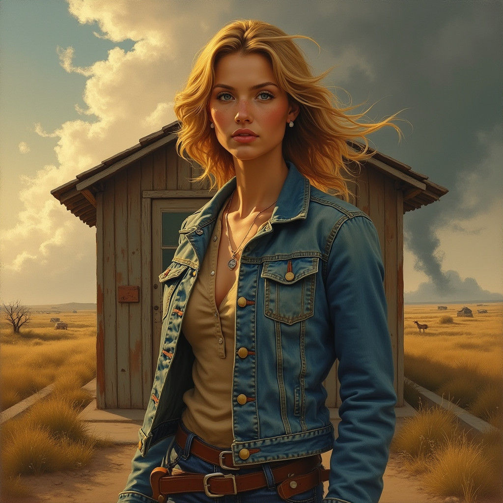 Kate Carter in Tornado Landscape, Atmospheric Oil Painting