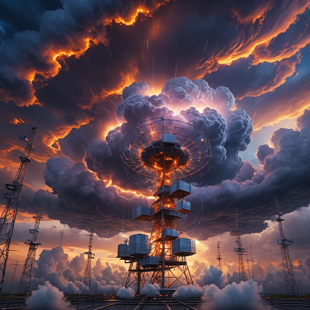 Futuristic HAARP Antenna Grid with Plasma Storm