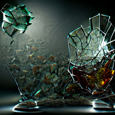 High-Resolution VRay Render of Broken Glass